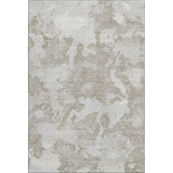 HomeRoots 5' X 8' Washable Taupe Gray & Silver Abstract Area Rug with UV Protection for High-Traffic Areas 693356