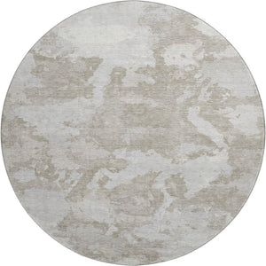 HomeRoots 8' X 8' Stylish Taupe Gray & Silver Abstract Washable Rug – UV Protected, Non-Slip, Easy Care! 693357