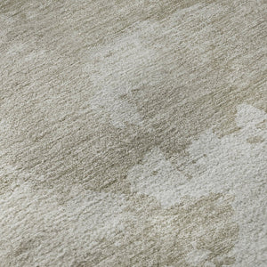HomeRoots 8' X 8' Stylish Taupe Gray & Silver Abstract Washable Rug – UV Protected, Non-Slip, Easy Care! 693357