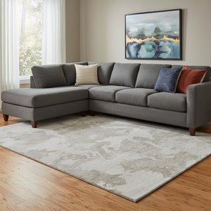 HomeRoots 8' Taupe Gray & Silver Abstract Washable Area Rug - Stylish, Durable, UV Protected for Busy Homes 693358
