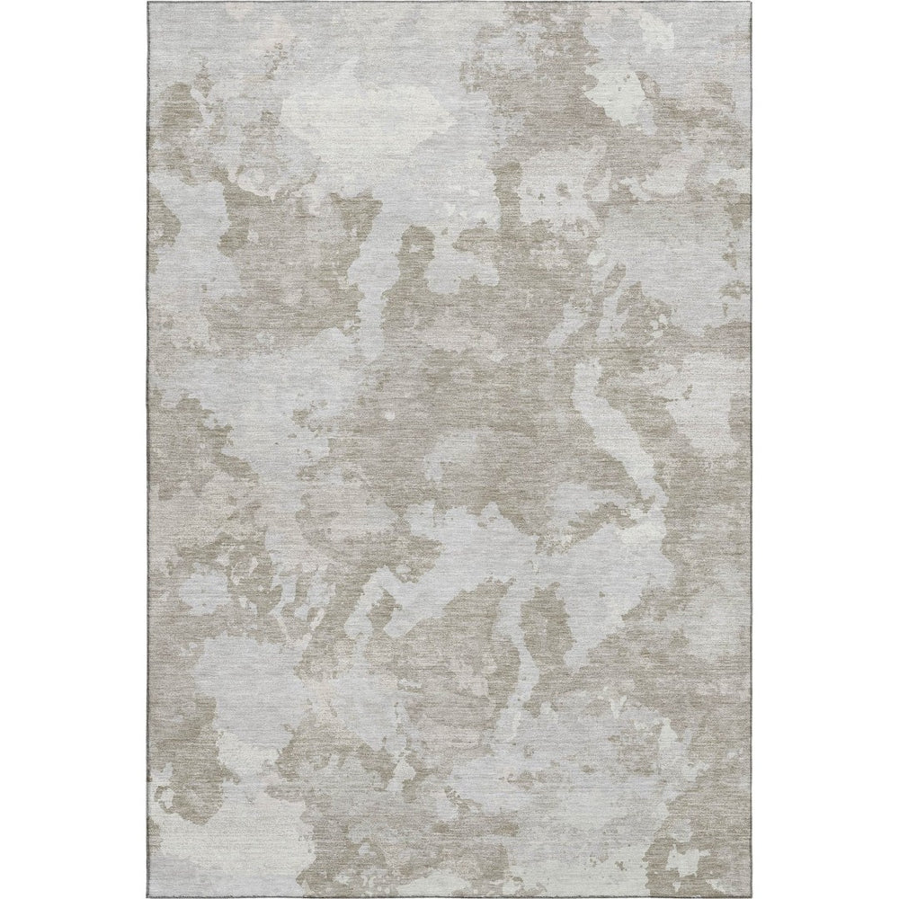 HomeRoots 8' Taupe Gray & Silver Abstract Washable Area Rug - Stylish, Durable, UV Protected for Busy Homes 693358