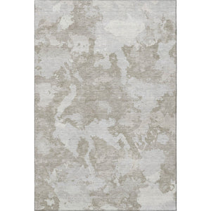 HomeRoots 8' Taupe Gray & Silver Abstract Washable Area Rug - Stylish, Durable, UV Protected for Busy Homes 693358