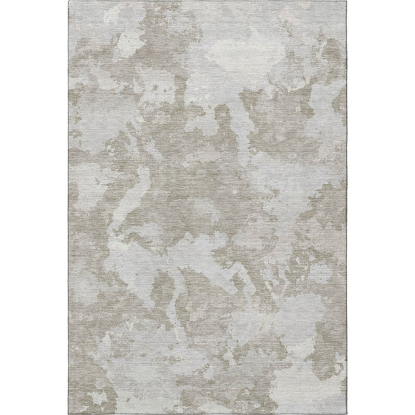 HomeRoots 8' Taupe Gray & Silver Abstract Washable Area Rug - Stylish, Durable, UV Protected for Busy Homes 693358