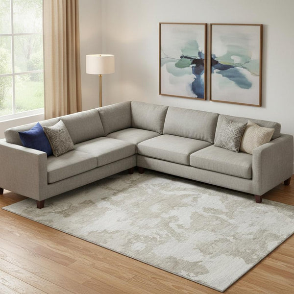 HomeRoots 10' X 14' Taupe Gray & Silver Abstract Rug - Washable, UV-Protected, Stain-Resistant & Pet-Friendly 693360