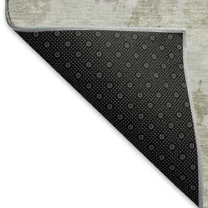 HomeRoots 10' X 14' Taupe Gray & Silver Abstract Rug - Washable, UV-Protected, Stain-Resistant & Pet-Friendly 693360