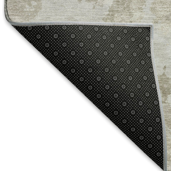 HomeRoots 10' X 14' Taupe Gray & Silver Abstract Rug - Washable, UV-Protected, Stain-Resistant & Pet-Friendly 693360