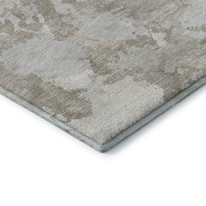 HomeRoots 10' X 14' Taupe Gray & Silver Abstract Rug - Washable, UV-Protected, Stain-Resistant & Pet-Friendly 693360
