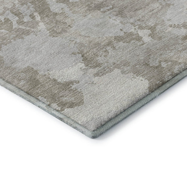 HomeRoots 10' X 14' Taupe Gray & Silver Abstract Rug - Washable, UV-Protected, Stain-Resistant & Pet-Friendly 693360