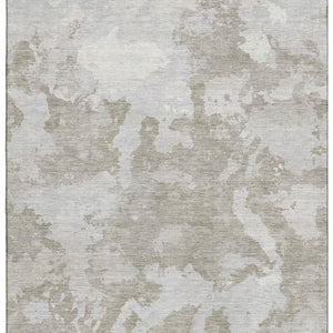 HomeRoots 10' X 14' Taupe Gray & Silver Abstract Rug - Washable, UV-Protected, Stain-Resistant & Pet-Friendly 693360