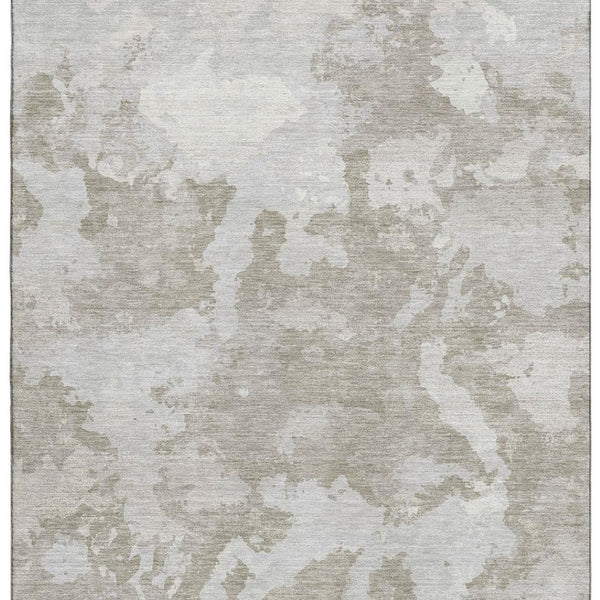 HomeRoots 10' X 14' Taupe Gray & Silver Abstract Rug - Washable, UV-Protected, Stain-Resistant & Pet-Friendly 693360