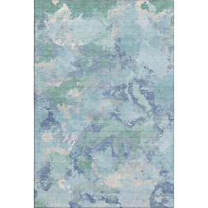 HomeRoots 5' X 8' Pale Aqua Ivory Gray Abstract Washable Area Rug - Stylish, Durable, UV-Resistant & Easy-Clean 693362