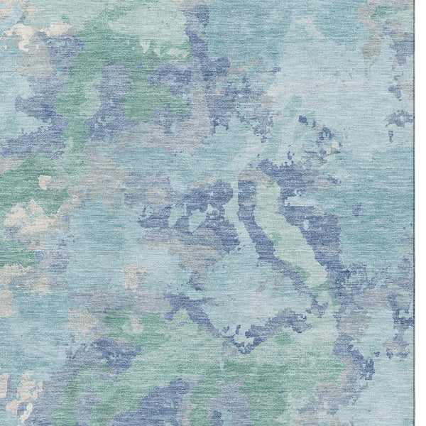 HomeRoots 5' X 8' Pale Aqua Ivory Gray Abstract Washable Area Rug - Stylish, Durable, UV-Resistant & Easy-Clean 693362