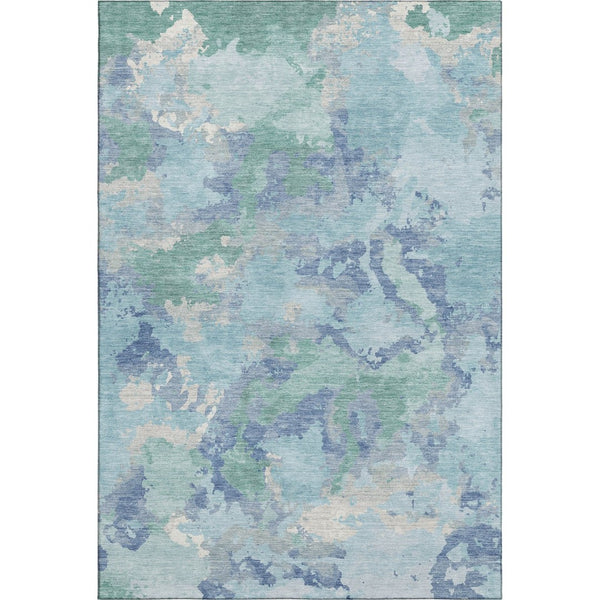 HomeRoots 8' Pale Aqua Ivory and Gray Abstract Area Rug - Washable, UV Protected, Durable Design for Homes 693364