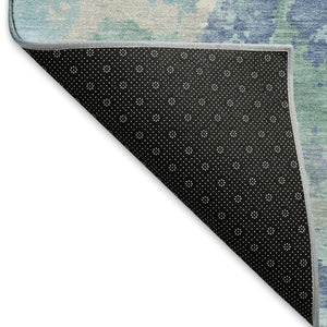 HomeRoots 8' Pale Aqua Ivory and Gray Abstract Area Rug - Washable, UV Protected, Durable Design for Homes 693364