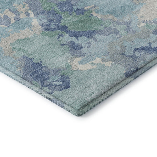HomeRoots 8' Pale Aqua Ivory and Gray Abstract Area Rug - Washable, UV Protected, Durable Design for Homes 693364