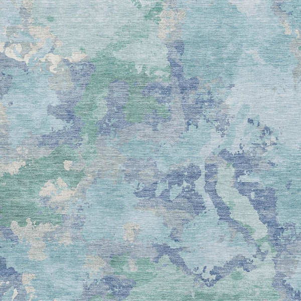 HomeRoots 8' Pale Aqua Ivory and Gray Abstract Area Rug - Washable, UV Protected, Durable Design for Homes 693364
