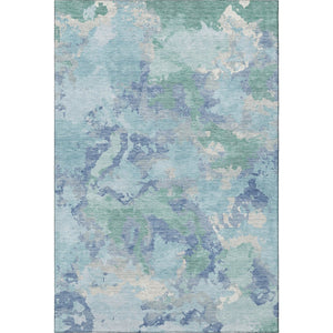 HomeRoots 8' Pale Aqua Ivory and Gray Abstract Area Rug - Washable, UV Protected, Durable Design for Homes 693364