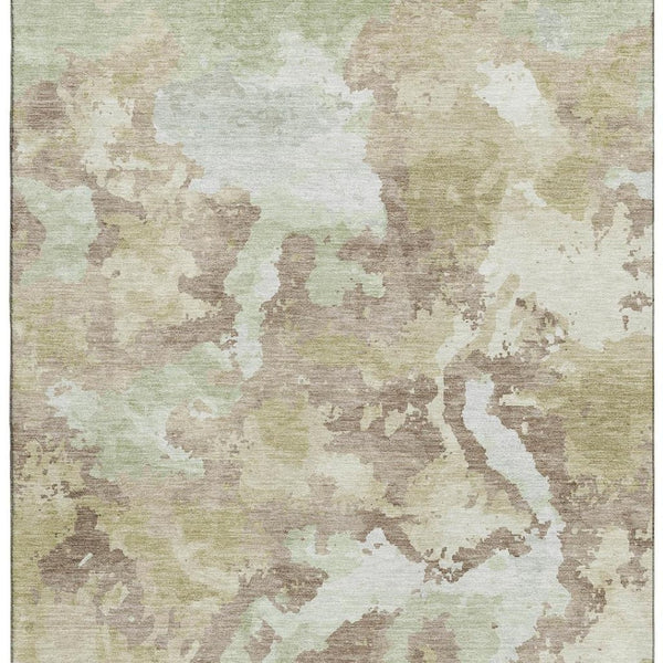 HomeRoots 5' X 8' Modern Taupe Ivory Beige Abstract Area Rug - Washable, UV Protected & Pet-Friendly Design 693368