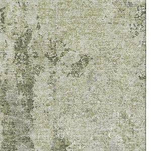 HomeRoots 5' X 8' Contemporary Artichoke Green Abstract Area Rug - Washable, UV Protected, Durable Design 693374