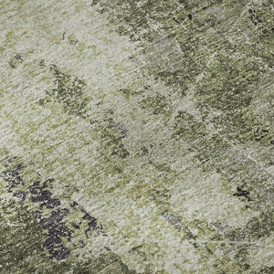HomeRoots 8' X 8' Artichoke Green Abstract Round Rug – Stylish, Washable, UV-Protected, Modern Decor Essential! 693375