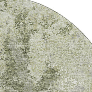 HomeRoots 8' X 8' Artichoke Green Abstract Round Rug – Stylish, Washable, UV-Protected, Modern Decor Essential! 693375