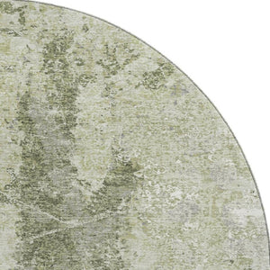 HomeRoots 8' X 8' Artichoke Green Abstract Round Rug – Stylish, Washable, UV-Protected, Modern Decor Essential! 693375