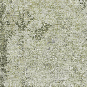 HomeRoots 8' Artichoke Green Charcoal & Ivory Abstract Area Rug - Washable, UV Protected, Stain-Resistant Design 693376