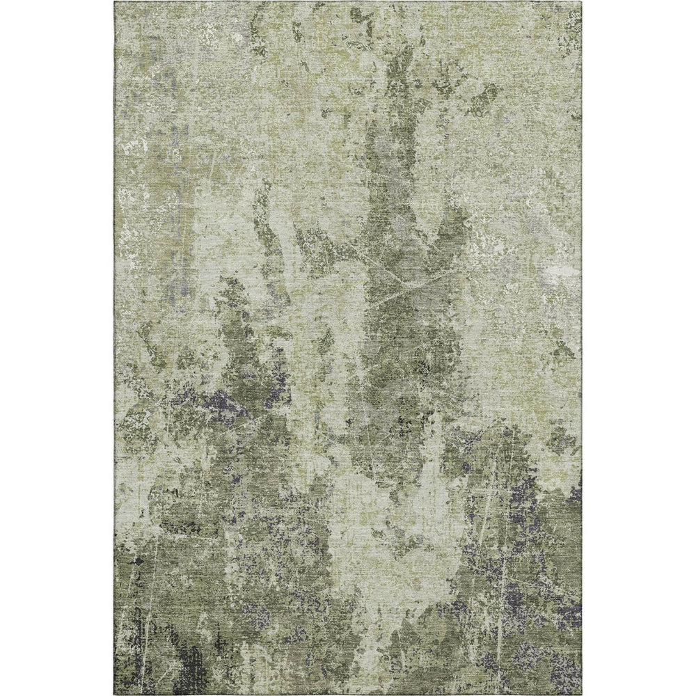 HomeRoots 9' X 12' Artichoke Green Charcoal Ivory Abstract Rug - Durable, Washable, UV Protected for Active Homes 693377