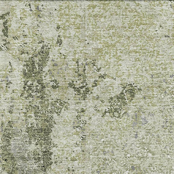 HomeRoots 9' X 12' Artichoke Green Charcoal Ivory Abstract Rug - Durable, Washable, UV Protected for Active Homes 693377
