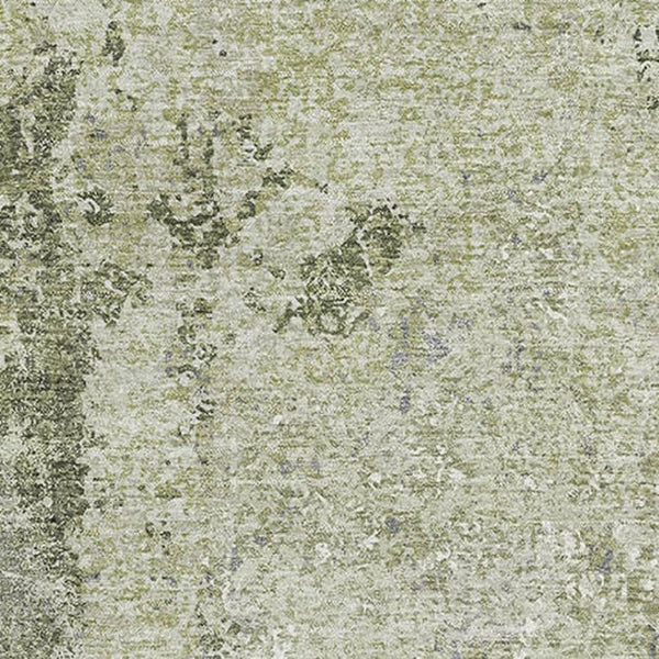 HomeRoots 10' X 14' Artichoke Green Abstract Area Rug – Washable, Stain-Resistant, UV Protected & Non-Slip Backing 693378