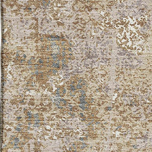 HomeRoots 5' X 8' Khaki Beige & Charcoal Abstract Area Rug – Washable, Stain-Resistant, UV-Protected & Non-Slip! 693380