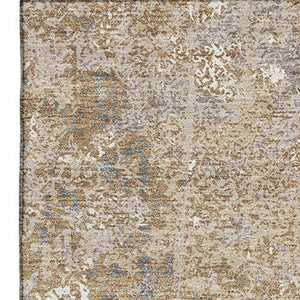 HomeRoots 10' Khaki Beige & Charcoal Abstract Washable Area Rug - UV Protected, Durable & Easy Care Design 693384