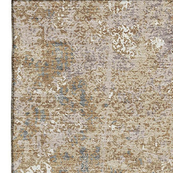 HomeRoots 10' Khaki Beige & Charcoal Abstract Washable Area Rug - UV Protected, Durable & Easy Care Design 693384