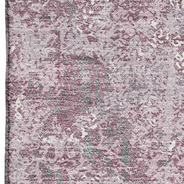 HomeRoots 5' X 8' Stylish Pink Charcoal Ivory Abstract Area Rug – Washable, UV Protected, Stain Resistant! 693392