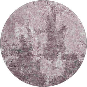 HomeRoots 8' X 8' Modern Abstract Washable Round Rug in Pink, Charcoal & Ivory - UV Resistant, Easy Care & Stylish 693393