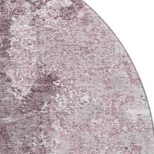 HomeRoots 8' X 8' Modern Abstract Washable Round Rug in Pink, Charcoal & Ivory - UV Resistant, Easy Care & Stylish 693393