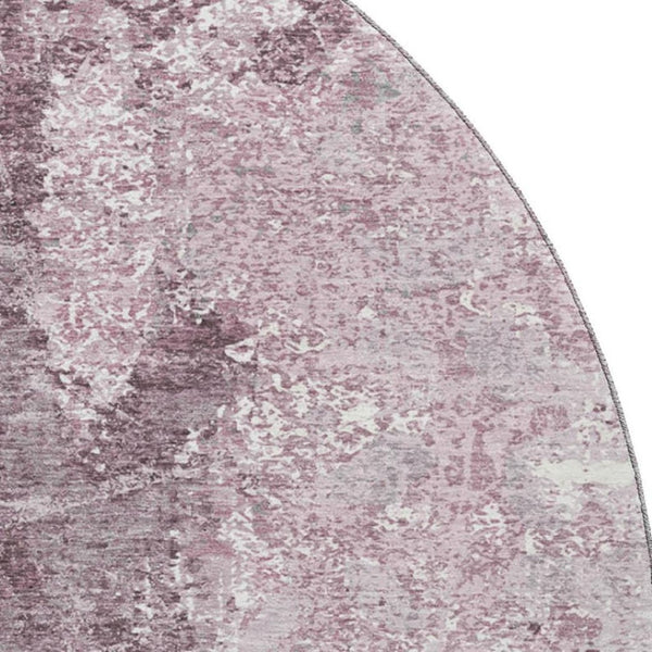 HomeRoots 8' X 8' Modern Abstract Washable Round Rug in Pink, Charcoal & Ivory - UV Resistant, Easy Care & Stylish 693393