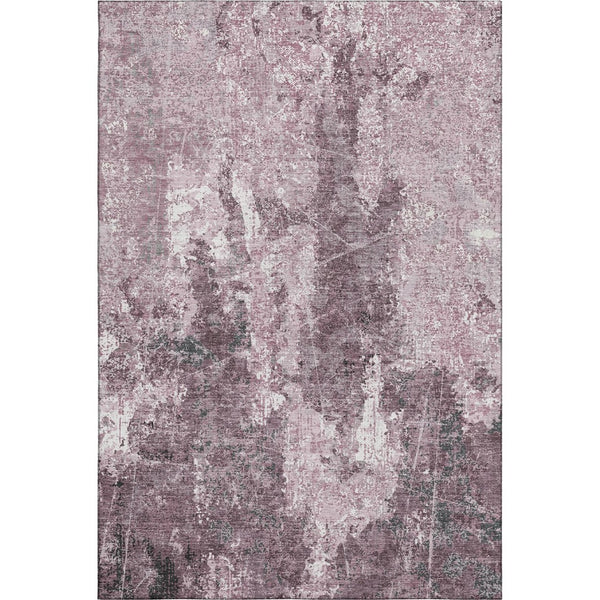 HomeRoots 9' X 12' Stylish Pink Charcoal Ivory Washable Area Rug with UV Protection for Active Homes & Spaces 693395