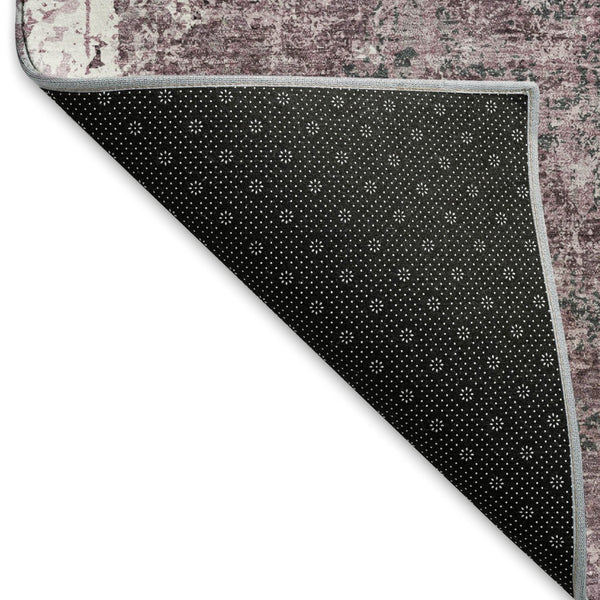 HomeRoots 9' X 12' Stylish Pink Charcoal Ivory Washable Area Rug with UV Protection for Active Homes & Spaces 693395