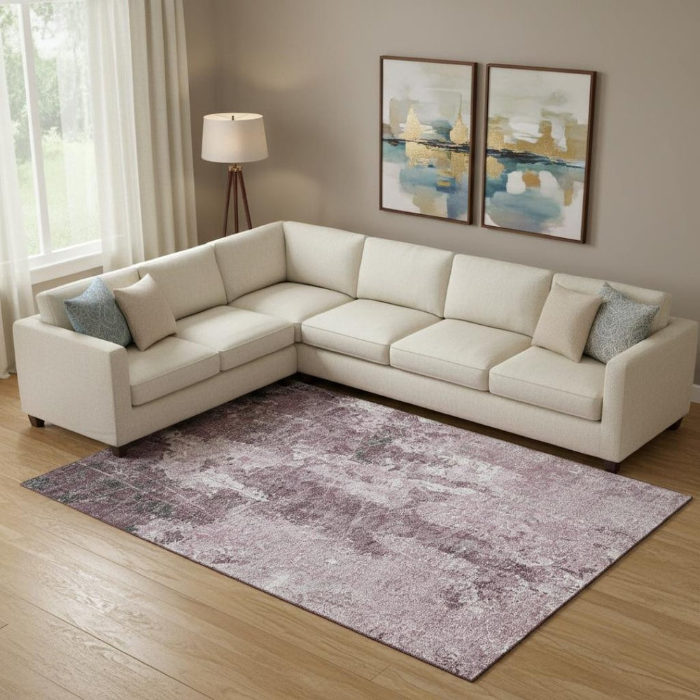 HomeRoots 10' X 14' Pink Charcoal Ivory Abstract Washable Area Rug – Stylish, Durable, and Stain-Resistant! 693396