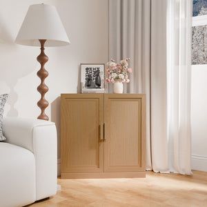 HomeRoots 31" Natural Wood Corner Accent Cabinet – Stylish Storage Solution for Any Room, Compact Design! 693399