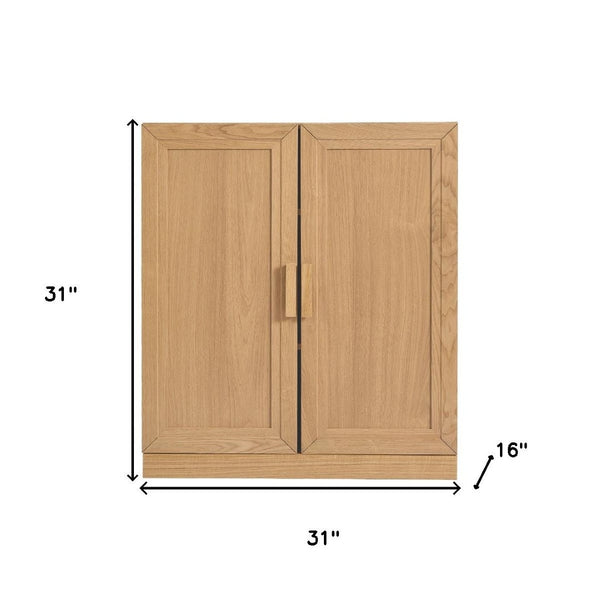 HomeRoots 31" Natural Wood Corner Accent Cabinet – Stylish Storage Solution for Any Room, Compact Design! 693399