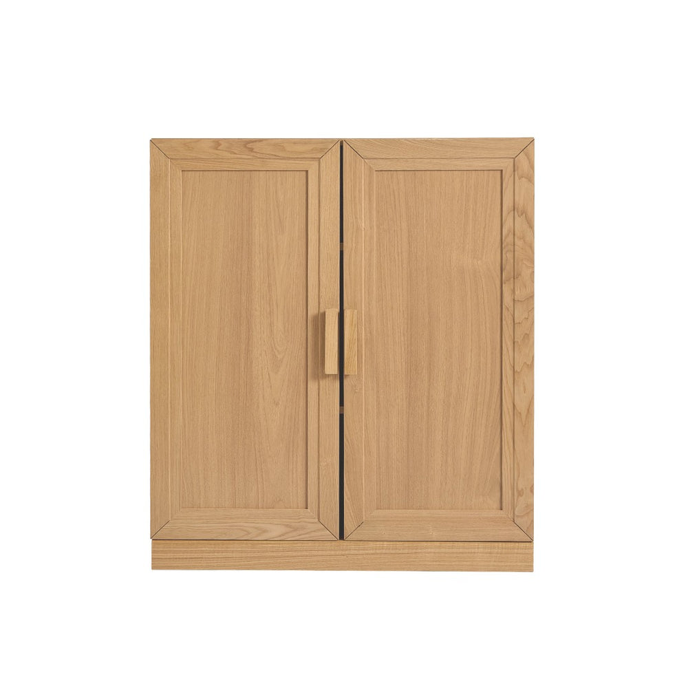HomeRoots 31" Natural Wood Corner Accent Cabinet – Stylish Storage Solution for Any Room, Compact Design! 693399