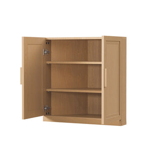 HomeRoots 31" Natural Wood Corner Accent Cabinet – Stylish Storage Solution for Any Room, Compact Design! 693399
