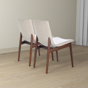 English Elm Ravel Upholstered Dining Chair Set Padded Beige Polyester Solid Wood Frame Pair B183P255321
