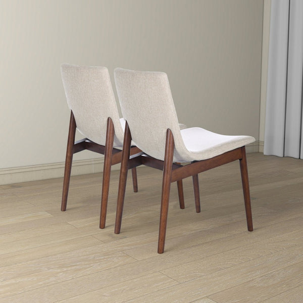 English Elm Ravel Upholstered Dining Chair Set Padded Beige Polyester Solid Wood Frame Pair B183P255321