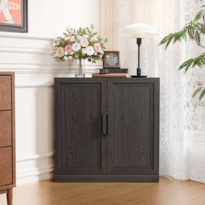 HomeRoots 31" Stylish Black Wood Corner Accent Cabinet for Space-Saving Storage in Modern Living Areas 693400