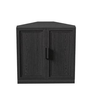 HomeRoots 31" Stylish Black Wood Corner Accent Cabinet for Space-Saving Storage in Modern Living Areas 693400