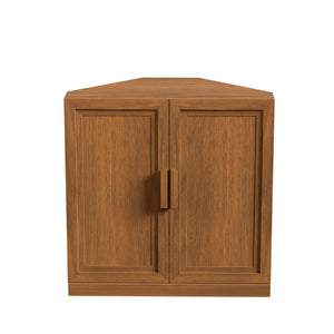 HomeRoots 31" Walnut Wood Corner Accent Cabinet - Stylish Storage Solution for Modern Living Spaces & Décor 693401
