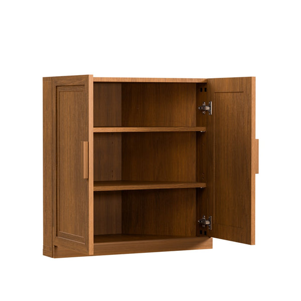 HomeRoots 31" Walnut Wood Corner Accent Cabinet - Stylish Storage Solution for Modern Living Spaces & Décor 693401